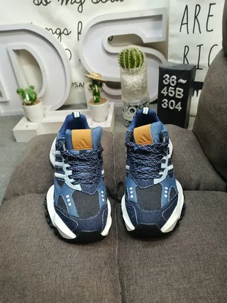Adidas Blue White Denim Upper Sculpted Midsole Chunky Sneakers 10