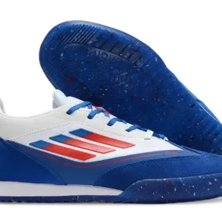 Adidas Blue White Low-Top Suede And Mesh Upper Indoor Soccer Shoes