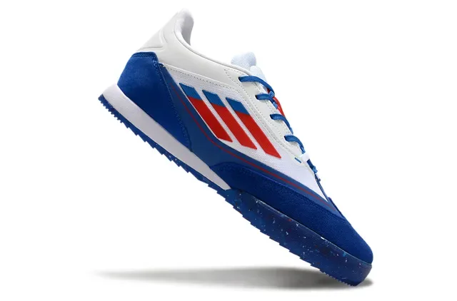 Adidas Blue White Low-Top Suede And Mesh Upper Indoor Soccer Shoes 2