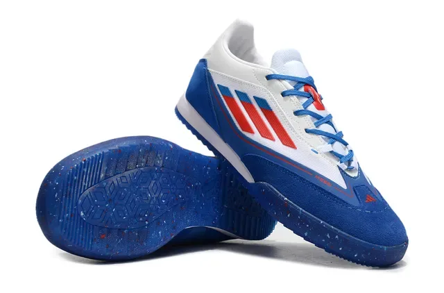 Adidas Blue White Low-Top Suede And Mesh Upper Indoor Soccer Shoes 4