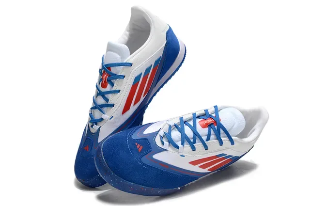 Adidas Blue White Low-Top Suede And Mesh Upper Indoor Soccer Shoes 7