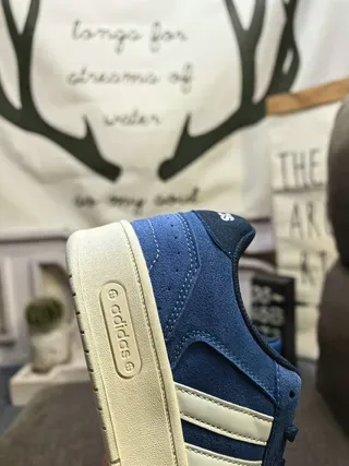 Adidas Blue White Low-Top Suede Upper Lifestyle Sneakers 3