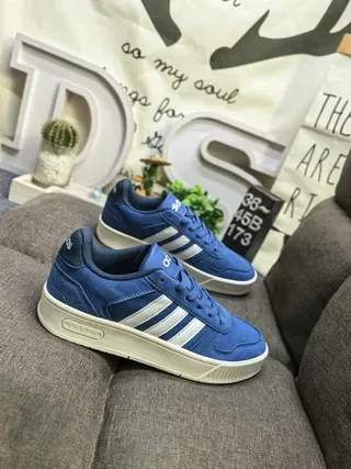 Adidas Blue White Low-Top Suede Upper Lifestyle Sneakers 9