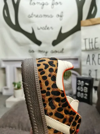 Adidas Brown Orange Leopard-Print Upper Lining And Laces Lifestyle Sneakers 3