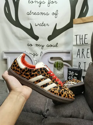 Adidas Brown Orange Leopard-Print Upper Lining And Laces Lifestyle Sneakers 5