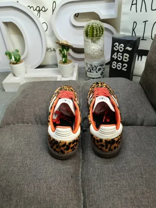 Adidas Brown Orange Leopard-Print Upper Lining And Laces Lifestyle Sneakers 8