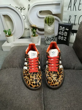 Adidas Brown Orange Leopard-Print Upper Lining And Laces Lifestyle Sneakers 10