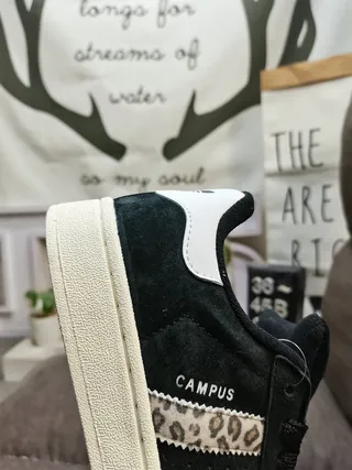 Adidas Campus Leopard-Print Stripes Black Lifestyle Sneakers 3