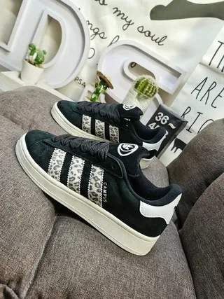 Adidas Campus Leopard-Print Stripes Black Lifestyle Sneakers 7