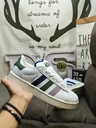 Adidas Campus White Green Navy Lilac Lifestyle Sneakers 5
