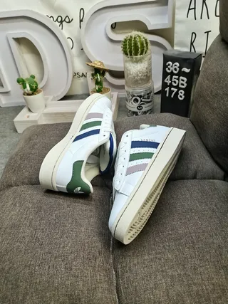 Adidas Campus White Green Navy Lilac Lifestyle Sneakers 6