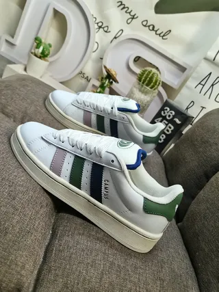 Adidas Campus White Green Navy Lilac Lifestyle Sneakers 7