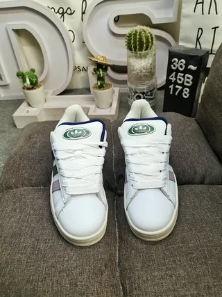 Adidas Campus White Green Navy Lilac Lifestyle Sneakers 10