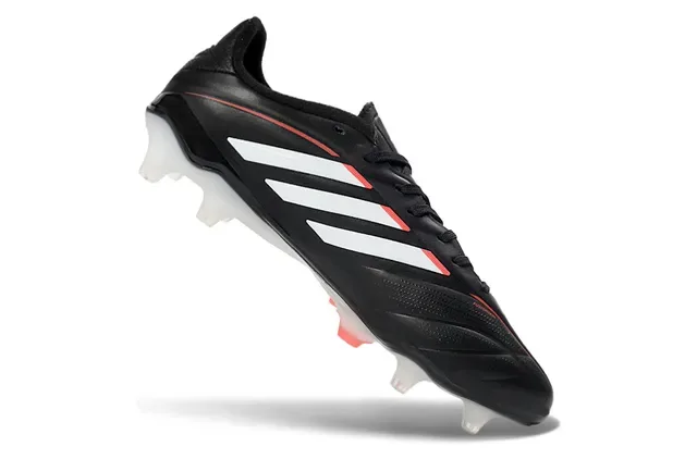 Adidas Copa Preto Branco Couro Superior Três Listras Marca Campo Firme Sapatos de Futebol 11