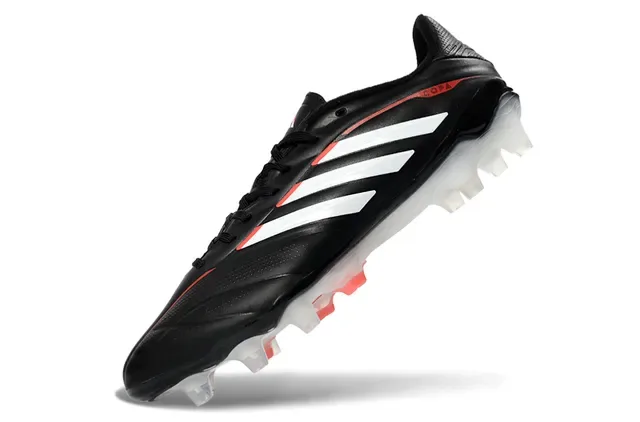 Adidas Copa Preto Branco Couro Superior Três Listras Marca Campo Firme Sapatos de Futebol 12