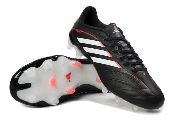 Adidas Copa Preto Branco Couro Superior Três Listras Marca Campo Firme Sapatos de Futebol 13