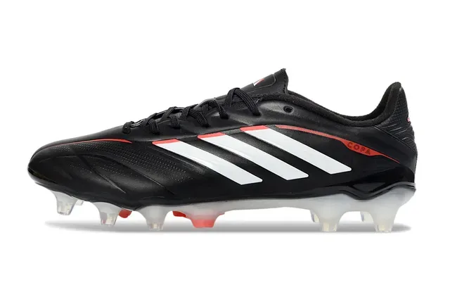 Adidas Copa Preto Branco Couro Superior Três Listras Marca Campo Firme Sapatos de Futebol 16