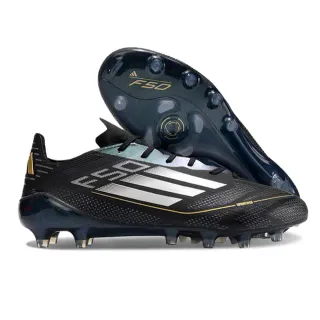 Adidas F50 Black Gold Low-Cut Synthetic Upper Textured Micro-Perforated Surface Firm-Ground Soccer Shoes