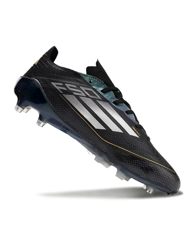 Adidas F50 Black Gold Low-Cut Synthetic Upper Textured Micro-Perforated Surface Firm-Ground Soccer Shoes 9
