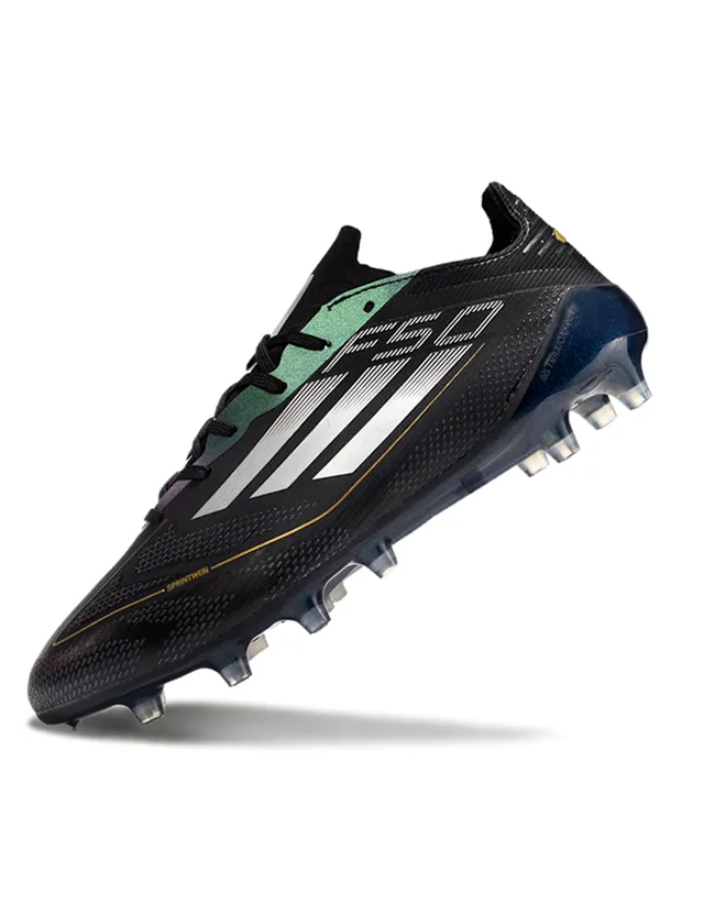 Adidas F50 Black Gold Low-Cut Synthetic Upper Textured Micro-Perforated Surface Firm-Ground Soccer Shoes 10
