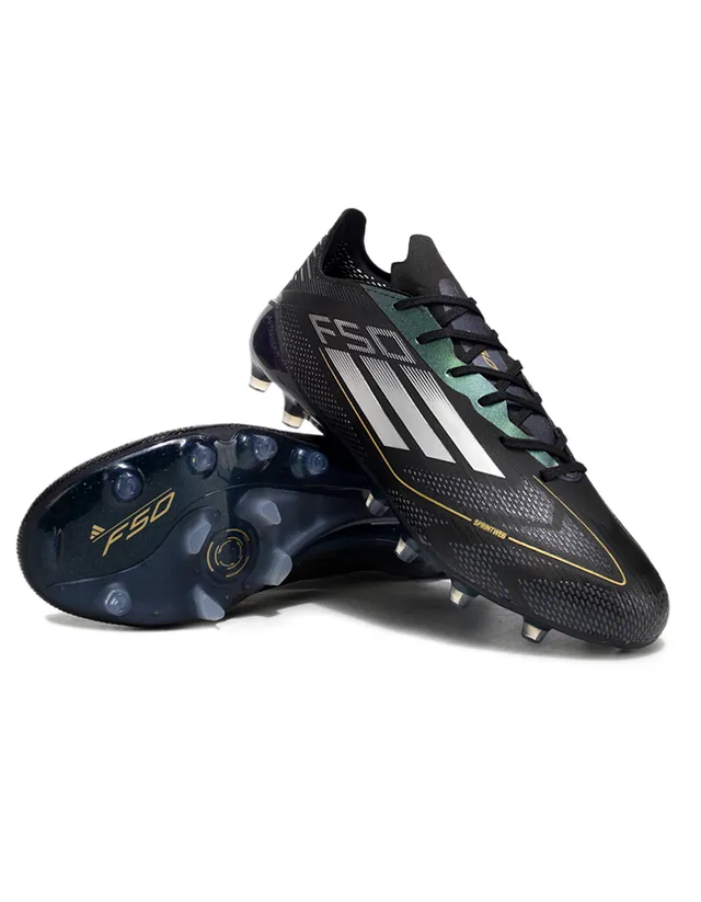 Adidas F50 Black Gold Low-Cut Synthetic Upper Textured Micro-Perforated Surface Firm-Ground Soccer Shoes 11