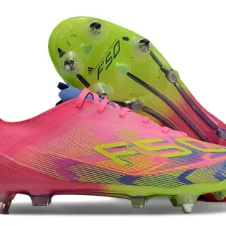 Adidas F50 Pink Green Low-Cut Molded Stud Firm-Ground Soccer Shoes