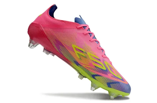 Adidas F50 Rose Vert Coupe-Basse Crampons Moldés Terrain Firme Chaussures de Football 2