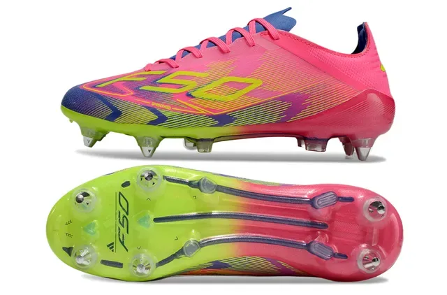 Adidas F50 Rose Vert Coupe-Basse Crampons Moldés Terrain Firme Chaussures de Football 6