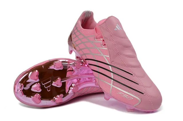 Adidas F50 Pink Silver Grid Laceless Firm-Ground Soccer Shoes 4