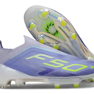 Adidas F50+ Purple and Neon Green Firm-Ground Soccer Shoes