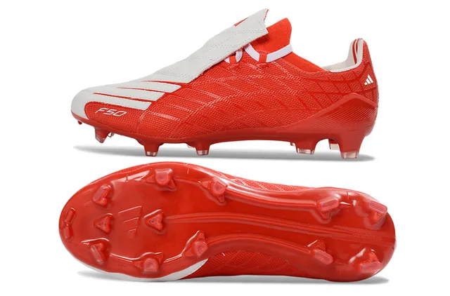 Adidas F50 Red and White Firm-Ground Soccer Shoes 6