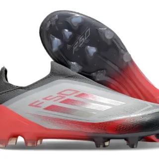 Adidas F50 Red Black Low-Cut Sock-Fit Collar Gradient Sole Firm-Ground Soccer Shoes