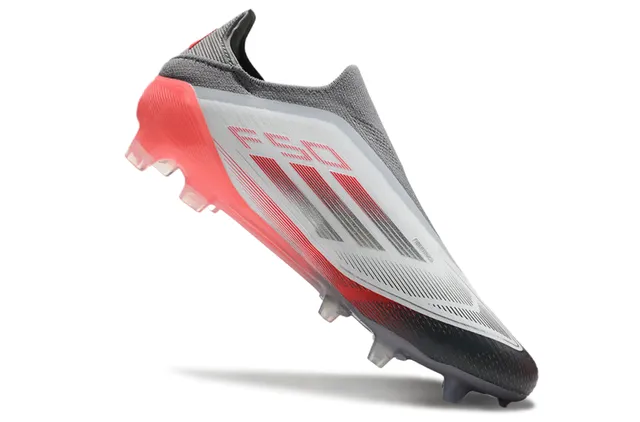 Adidas F50 Red Black Low-Cut Sock-Fit Collar Gradient Sole Firm-Ground Soccer Shoes 2