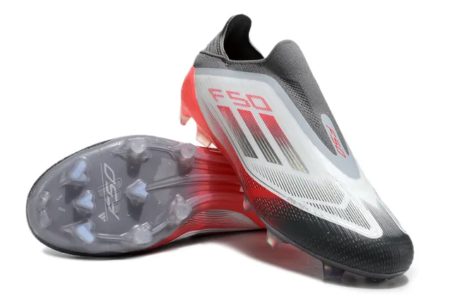 Adidas F50 Red Black Low-Cut Sock-Fit Collar Gradient Sole Firm-Ground Soccer Shoes 4