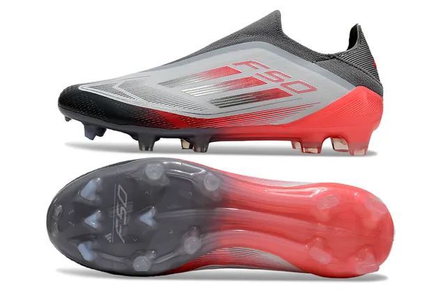 Adidas F50 Red Black Low-Cut Sock-Fit Collar Gradient Sole Firm-Ground Soccer Shoes 6