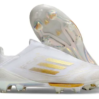 Adidas F50 White and Gold Iridescent Firm-Ground Soccer Shoes