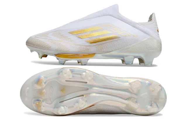 Adidas F50 White and Gold Iridescent Firm-Ground Soccer Shoes 5