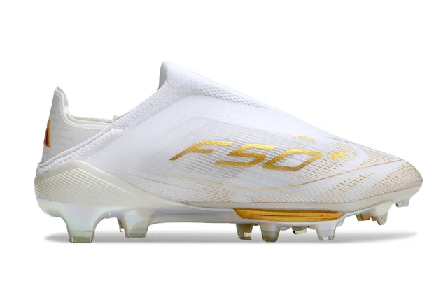 Adidas F50 White and Gold Iridescent Firm-Ground Soccer Shoes 7