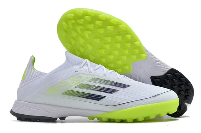 Adidas F50 Chaussures de football blanc vert upper tricot gradient trois rayures gazon artificiel 5