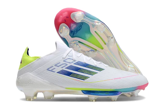Adidas F50 White Multicolor Low-Cut Lace-Up Translucent Iridescent Soleplate Firm-Ground Soccer Shoes 1