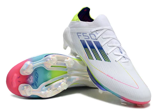Adidas F50 White Multicolor Low-Cut Lace-Up Translucent Iridescent Soleplate Firm-Ground Soccer Shoes 4