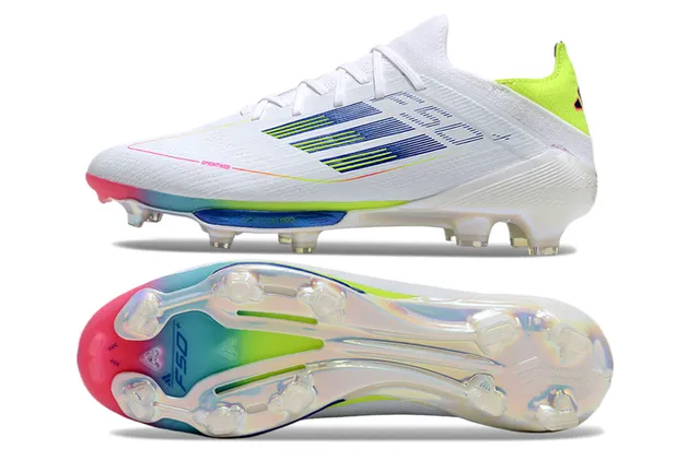 Adidas F50 White Multicolor Low-Cut Lace-Up Translucent Iridescent Soleplate Firm-Ground Soccer Shoes 6