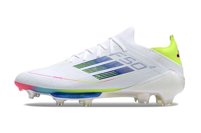 Adidas F50 White Multicolor Low-Cut Lace-Up Translucent Iridescent Soleplate Firm-Ground Soccer Shoes 7