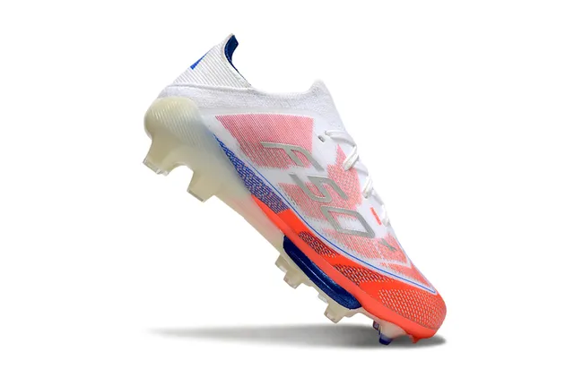 Adidas F50 White Orange Low-Cut Sock-Fit Upper Sprintweb Cage Overlay Firm-Ground Soccer Shoes 2