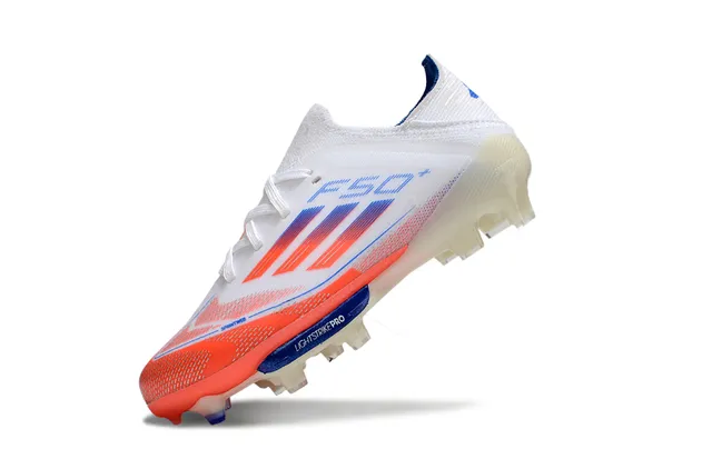 Adidas F50 White Orange Low-Cut Sock-Fit Upper Sprintweb Cage Overlay Firm-Ground Soccer Shoes 3