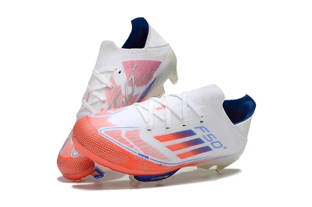 Adidas F50 White Orange Low-Cut Sock-Fit Upper Sprintweb Cage Overlay Firm-Ground Soccer Shoes 4