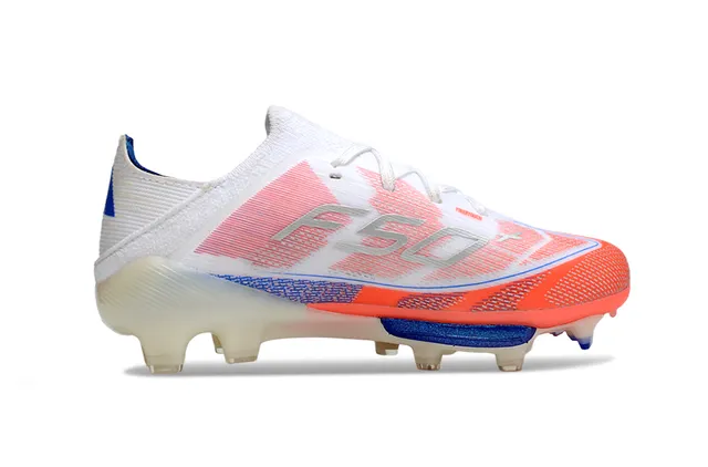 Adidas F50 White Orange Low-Cut Sock-Fit Upper Sprintweb Cage Overlay Firm-Ground Soccer Shoes 6