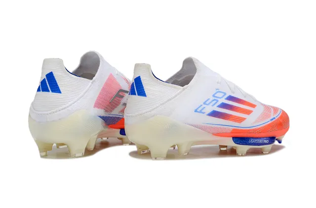 Adidas F50 White Orange Low-Cut Sock-Fit Upper Sprintweb Cage Overlay Firm-Ground Soccer Shoes 8