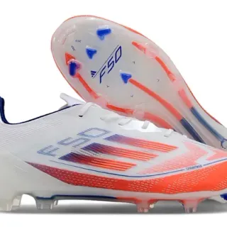 Adidas F50 White Orange Low-Cut Sprintweb Upper Firm-Ground Soccer Shoes