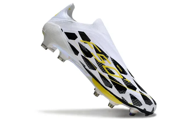 Adidas F50 Branco Amarelo Low-Cut Sock-Fit Upper Padrão Geométrico Sapatos de Futebol Firm-Ground 2